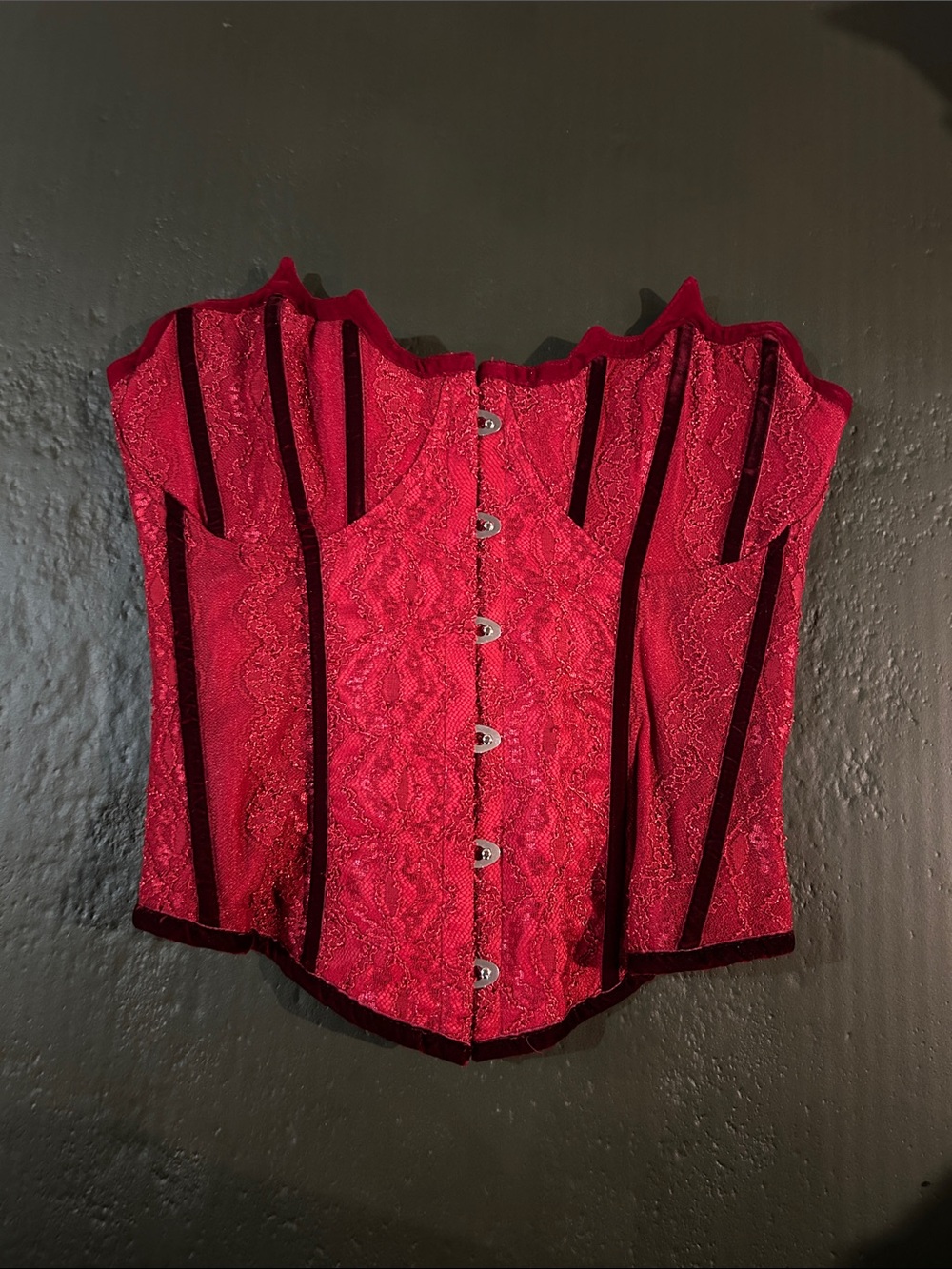 Red Lace Corset Top - Women's Bustier